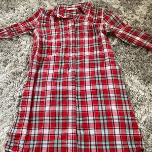 plaid red white and blue button down